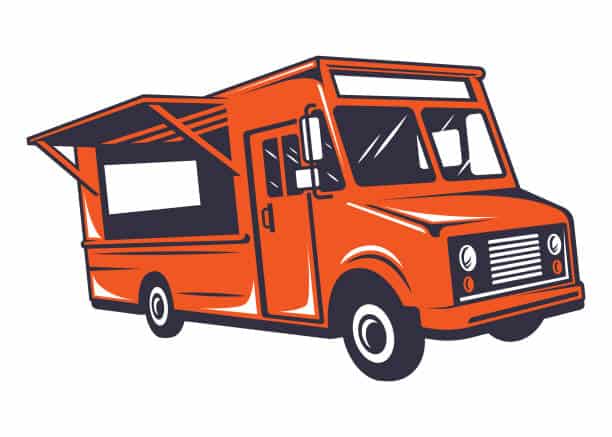 A stylized vector illustration of a generic food truck.